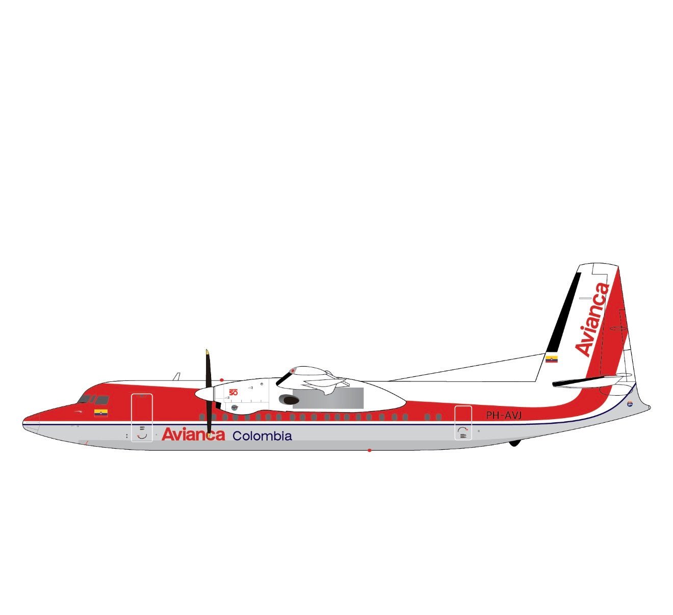 1:200 Gemini Jets Avianca Colombia Fokker 50 PH-AVJ - Final Approach Collectibles