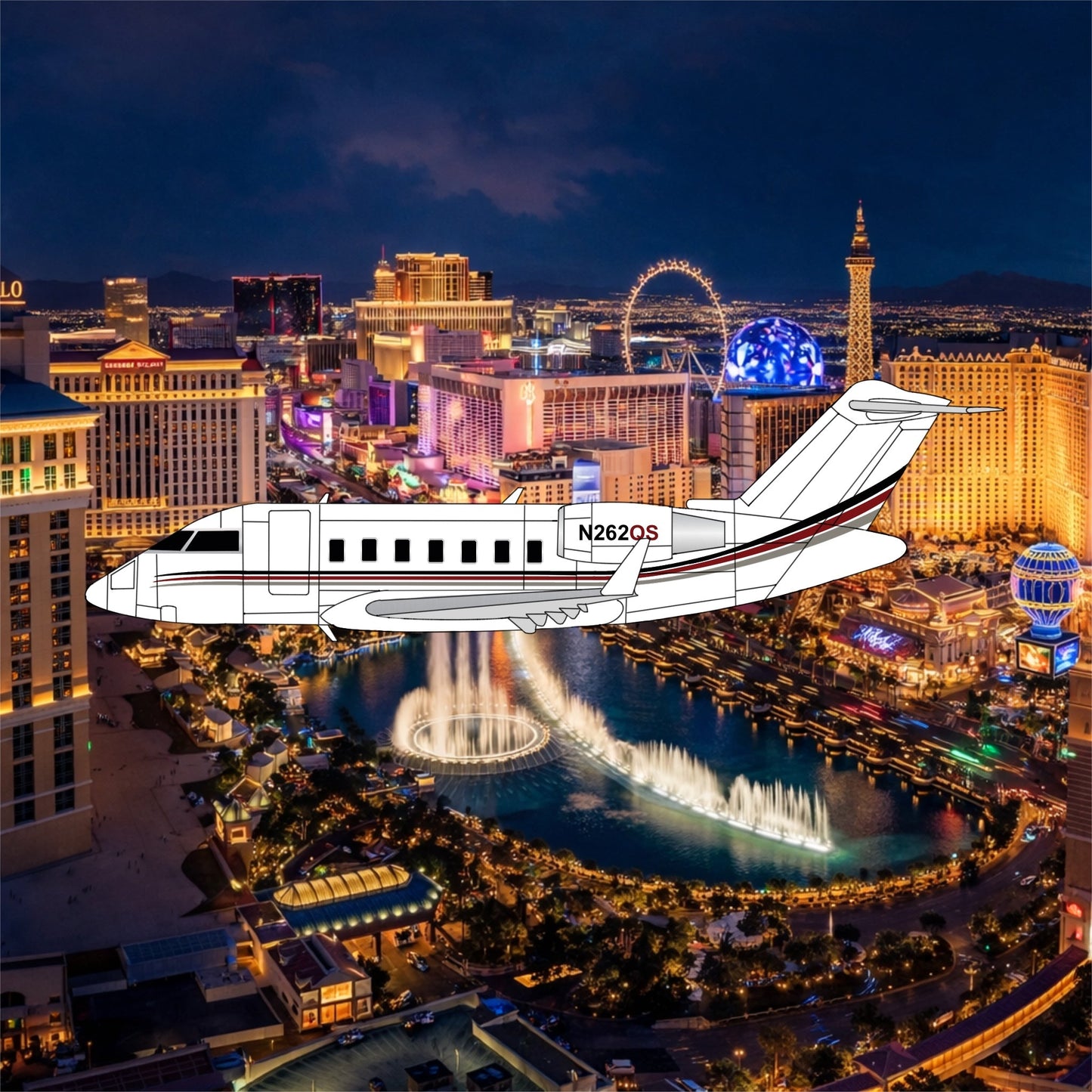 1:400 3D Design Deck NetJets Challenger 650 N262QS - Final Approach Collectibles