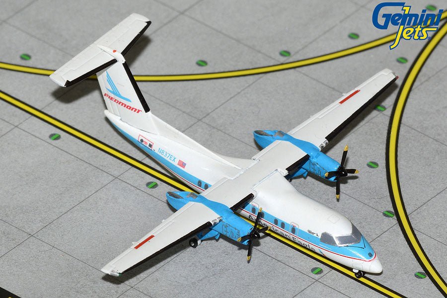 1:400 Gemini Jets American Eagle Bombardier Dash 8 - 100 N837EX Piedmont Retro Livery - Final Approach Collectibles
