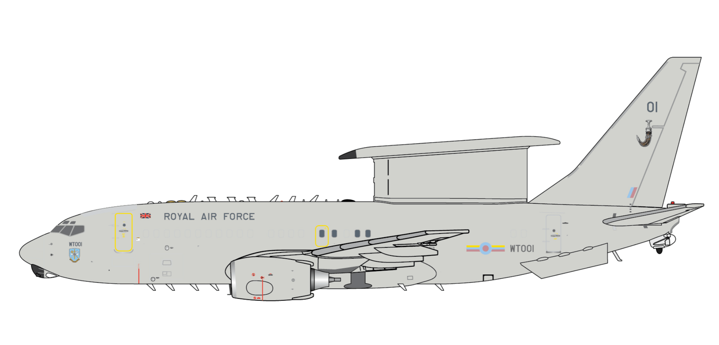 1:400 Gemini Jets Royal Air Force E - 7 Wedgetail AEW1 (B737AEW1) WT001 - Final Approach Collectibles