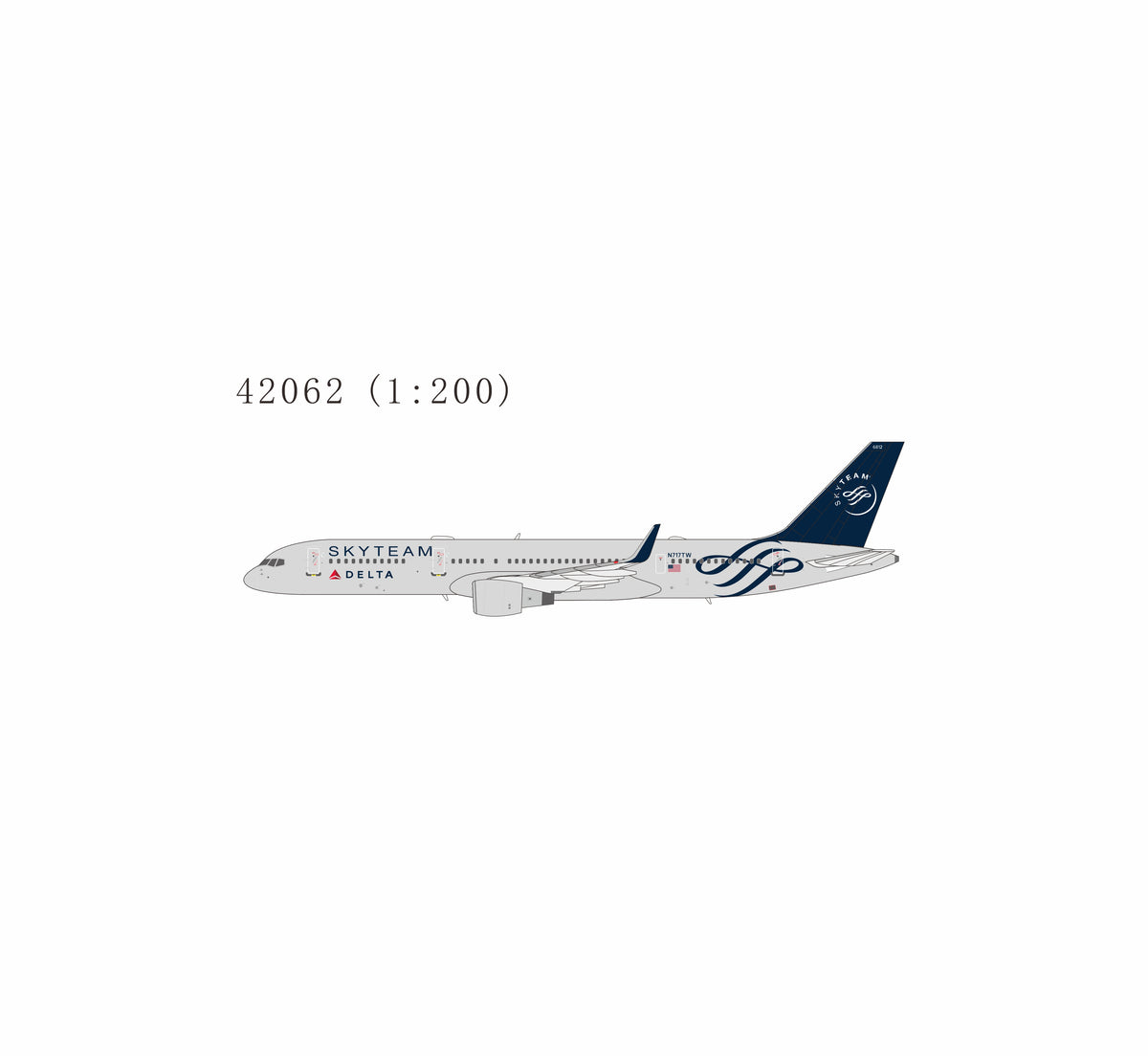 1:200 NG Models Delta Air Lines Boeing 757-200 N717TW SkyTeam Livery