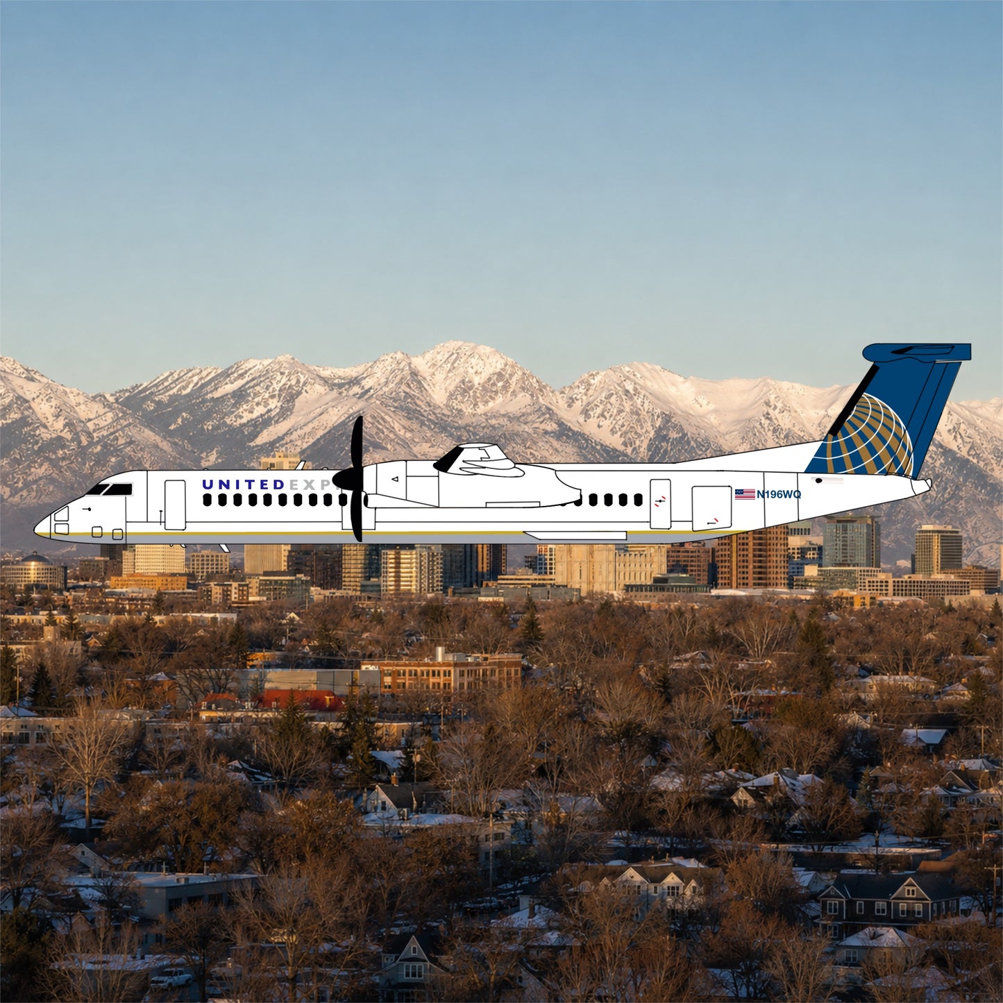 1:400 3D Design Deck United Express Dash 8-Q400 N196WQ