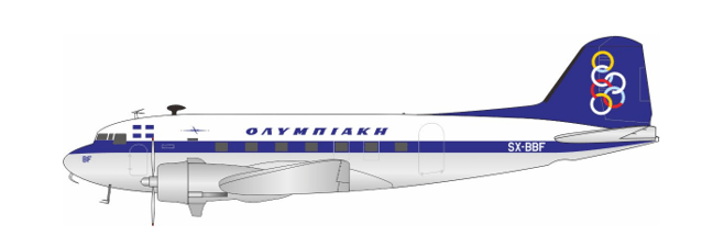 InFlight200 Olympic Airways Douglas C-53 (DC-3) Skytrooper SX-BBF - Final Approach Collectibles