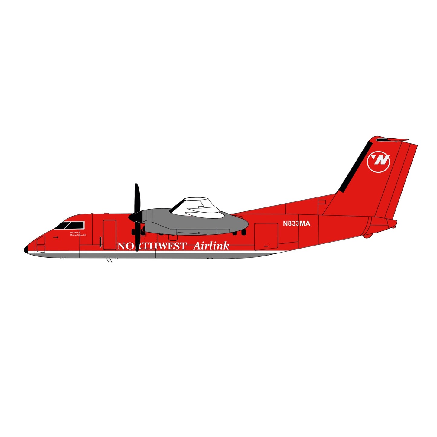 1:200 3D Design Deck Northwest Airlines Dash 8-Q100 N833MA - Final Approach Collectibles