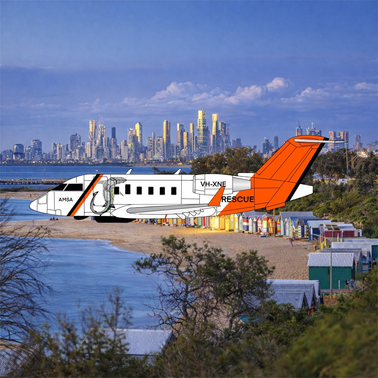 1:400 3D Design Deck AMSA (Fish) Challenger 604 VH - XNE - Final Approach Collectibles