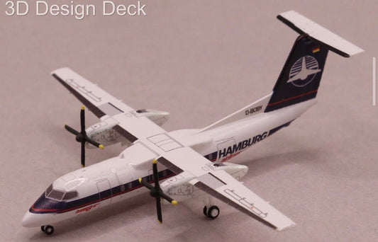 1:400 3D Design Deck Hamburg Airlines Bombardier Dash 8 100 D-BOBY - Final Approach Collectibles
