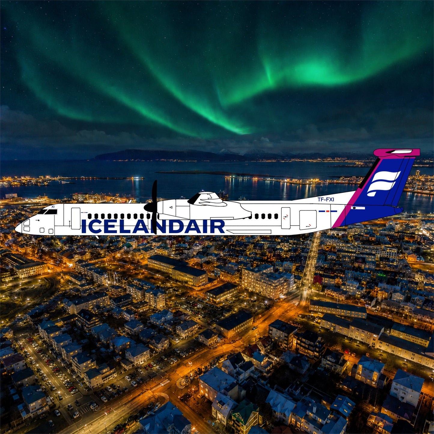 1:400 3D Design Deck IcelandAir Dash 8-Q400 TF-FXI - Final Approach Collectibles