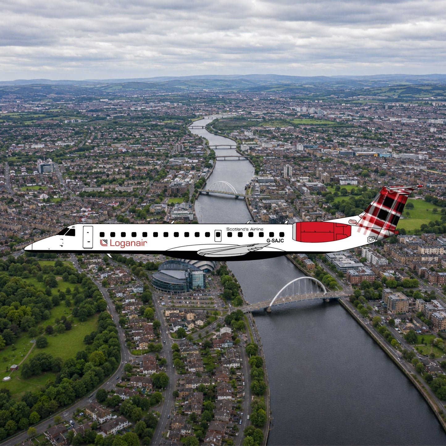 1:400 3D Design Deck LoganAir Embraer 145 G-SAJC - Final Approach Collectibles