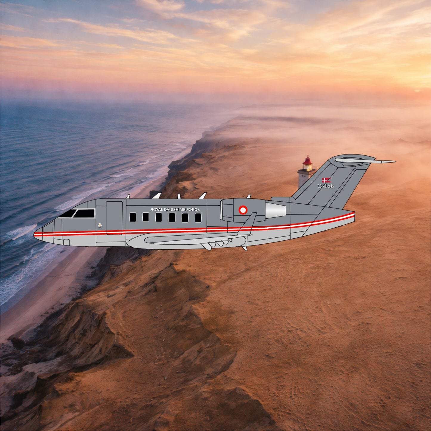 1:400 3D Design Deck Royal Danish Air Force Challenger 604 C - 168 - Final Approach Collectibles