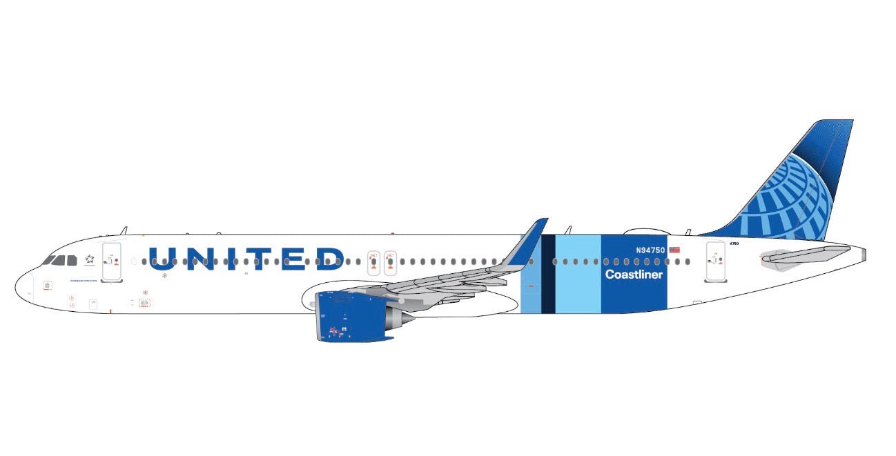 1:400 Gemini Jets United Airlines Airbus A321 NEO N94750 Coastliner Livery - Final Approach Collectibles