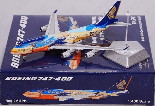 1:400 HX Wings Singapore Airlines Boeing 747 - 400 9V - SPK Tropical Livery - Final Approach Collectibles