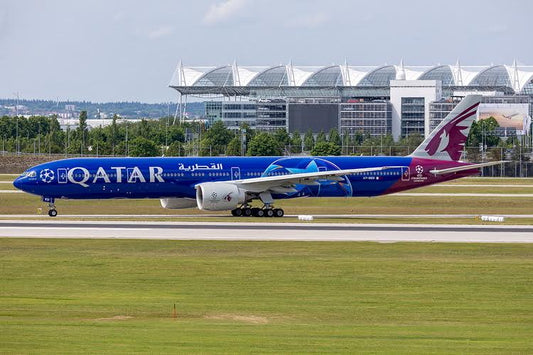 1:400 Phoenix Models Qatar Airways Boeing 777 - 300ER A7 - BED UEFA Champions League Livery - Final Approach Collectibles