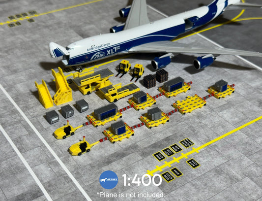 1:400 Jetset Models Scale Air Cargo GSE Set (x26) Yellow Ground Support Equipment