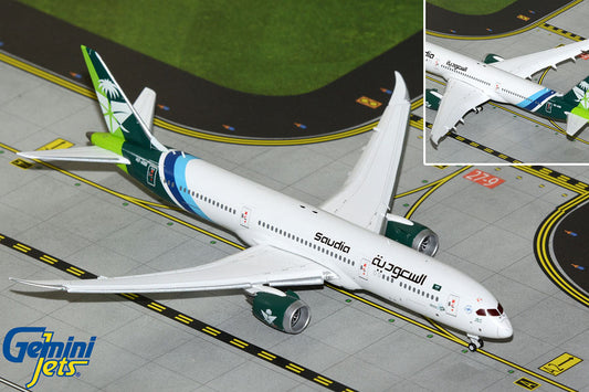 1:400 Gemini Jets Saudi Arabian Airlines Boeing 787-9 HZ-ARB National Day Livery Flaps Down