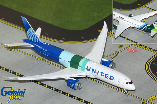 1:400 Gemini Jets United Airlines Boeing 787-9 N24988 The Future is SAF Livery Flaps Down