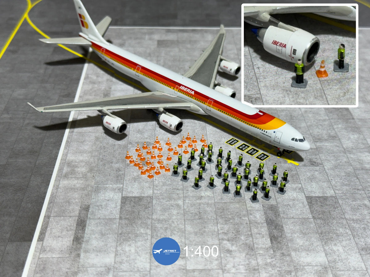 1:400 Jetset Models Ground Crew Workers & Traffic Cones Set (x35 + x35)