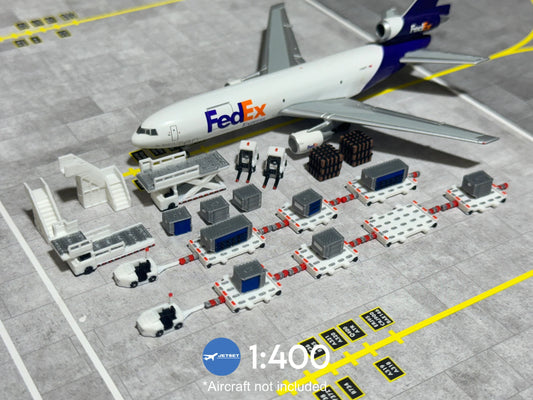 1:400 Jetset Models Air Cargo GSE Set (x26) White Ground Support Equipment