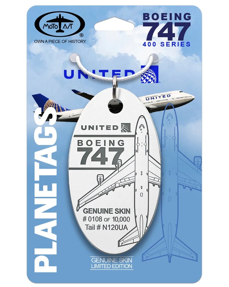 PlaneTags: United Airlines Boeing 747-400 N120UA-White - Final Approach Collectibles