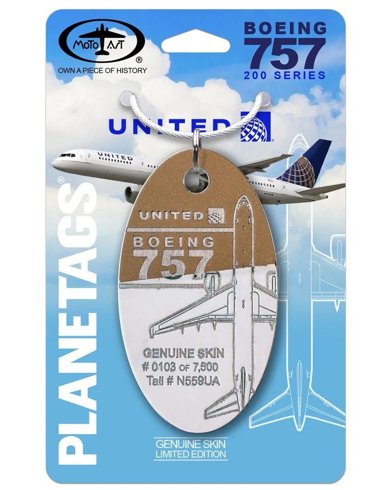 PlaneTags: United Airlines Boeing 757-200 N559UA White/Gold - Final Approach Collectibles