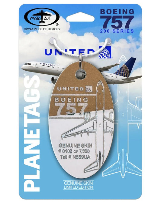 PlaneTags: United Airlines Boeing 757-200 N559UA White/Gold - Final Approach Collectibles